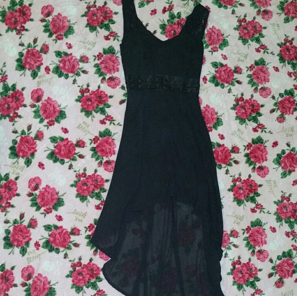 High low sheer black dress